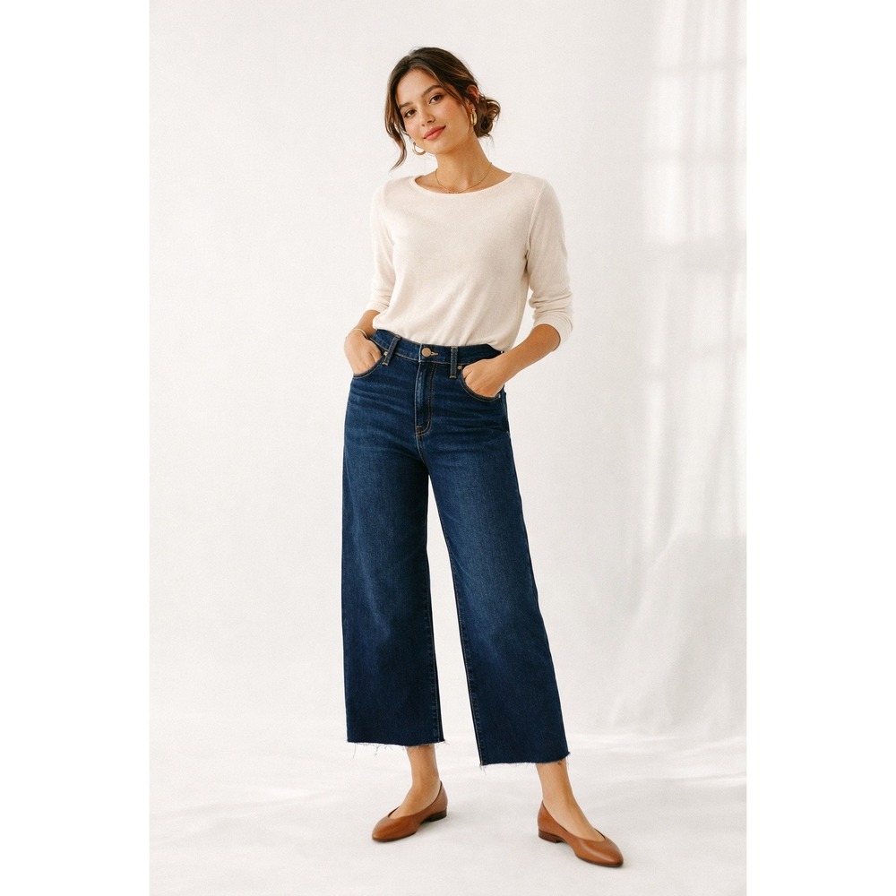 Daze Denim Pleaser High Rise Ankle Wide Leg Jeans Indigo Magic Hour Size 30 NWT